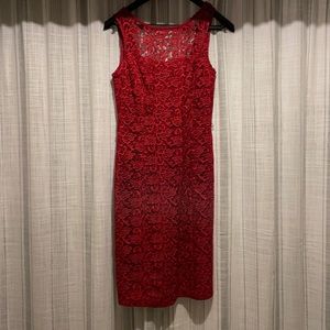 Red lace fitted dress